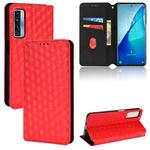 For TCL 20 5G / 20S / 20L / 20L+ Cubic Grid Texture Flip Leather Phone Case(Red)