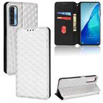 For TCL 20 5G / 20S / 20L / 20L+ Cubic Grid Texture Flip Leather Phone Case(Silver)