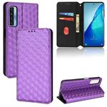 For TCL 20 5G / 20S / 20L / 20L+ Cubic Grid Texture Flip Leather Phone Case(Purple)