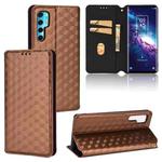 For TCL 20 Pro 5G Cubic Grid Texture Flip Leather Phone Case(Brown)