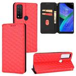 For TCL 20 R 5G / 20 AX 5G / Bremen 5G Cubic Grid Texture Flip Leather Phone Case(Red)