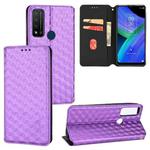 For TCL 20 R 5G / 20 AX 5G / Bremen 5G Cubic Grid Texture Flip Leather Phone Case(Purple)