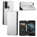 For TCL 20 XE Cubic Grid Texture Flip Leather Phone Case(Silver)