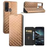 For TCL 20 XE Cubic Grid Texture Flip Leather Phone Case(Brown)