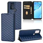 For TCL 20B 6159K Cubic Grid Texture Flip Leather Phone Case(Blue)
