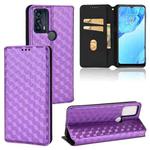 For TCL 20B 6159K Cubic Grid Texture Flip Leather Phone Case(Purple)