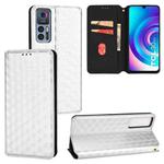 For TCL 30 4G / 5G / TCL 30+ 5G Cubic Grid Texture Flip Leather Phone Case(Silver)