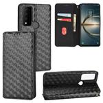 For TCL 30 XE 5G / TCL 30 V 5G Cubic Grid Texture Flip Leather Phone Case(Black)