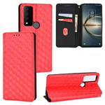 For TCL 30 XE 5G / TCL 30 V 5G Cubic Grid Texture Flip Leather Phone Case(Red)