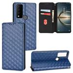 For TCL 30 XE 5G / TCL 30 V 5G Cubic Grid Texture Flip Leather Phone Case(Blue)