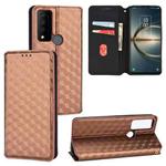 For TCL 30 XE 5G / TCL 30 V 5G Cubic Grid Texture Flip Leather Phone Case(Brown)