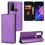 For TCL 30XL 2022 Cubic Grid Texture Flip Leather Phone Case(Purple)