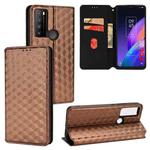 For TCL 30XL 2022 Cubic Grid Texture Flip Leather Phone Case(Brown)