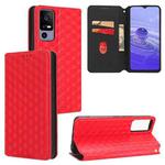 For TCL 40 R 5G Cubic Grid Texture Flip Leather Phone Case(Red)