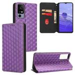 For TCL 40 R 5G Cubic Grid Texture Flip Leather Phone Case(Purple)
