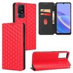 For TCL 40 SE Cubic Grid Texture Flip Leather Phone Case(Red)