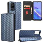 For TCL 40 SE Cubic Grid Texture Flip Leather Phone Case(Blue)