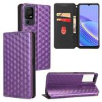 For TCL 40 SE Cubic Grid Texture Flip Leather Phone Case(Purple)