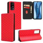 For TCL 40 XL Cubic Grid Texture Flip Leather Phone Case(Red)