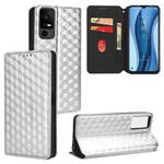For TCL 40 XL Cubic Grid Texture Flip Leather Phone Case(Silver)