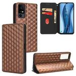 For TCL 40 XL Cubic Grid Texture Flip Leather Phone Case(Brown)