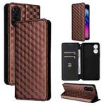 For TCL 50 SE 4G Cubic Grid Texture Flip Leather Phone Case(Brown)