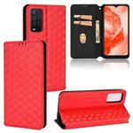 For TCL 205 Cubic Grid Texture Flip Leather Phone Case(Red)