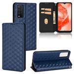 For TCL 205 Cubic Grid Texture Flip Leather Phone Case(Blue)