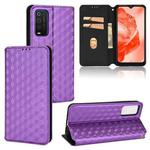 For TCL 205 Cubic Grid Texture Flip Leather Phone Case(Purple)