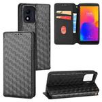 For TCL 303 Cubic Grid Texture Flip Leather Phone Case(Black)