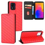 For TCL 303 Cubic Grid Texture Flip Leather Phone Case(Red)