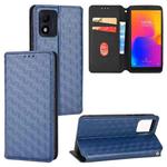 For TCL 303 Cubic Grid Texture Flip Leather Phone Case(Blue)