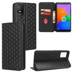 For TCL 403 Cubic Grid Texture Flip Leather Phone Case(Black)