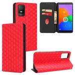 For TCL 403 Cubic Grid Texture Flip Leather Phone Case(Red)
