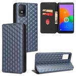 For TCL 403 Cubic Grid Texture Flip Leather Phone Case(Blue)