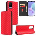 For TCL 405 / TCL 406 Cubic Grid Texture Flip Leather Phone Case(Red)