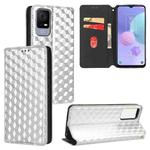For TCL 405 / TCL 406 Cubic Grid Texture Flip Leather Phone Case(Silver)