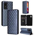 For TCL 501 Cubic Grid Texture Flip Leather Phone Case(Blue)