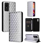 For TCL 501 Cubic Grid Texture Flip Leather Phone Case(Silver)