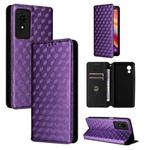 For TCL 501 Cubic Grid Texture Flip Leather Phone Case(Purple)