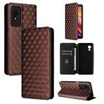 For TCL 501 Cubic Grid Texture Flip Leather Phone Case(Brown)