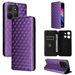For TCL 503 Cubic Grid Texture Flip Leather Phone Case(Purple)