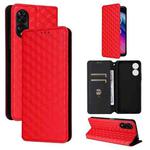For TCL 505 Cubic Grid Texture Flip Leather Phone Case(Red)