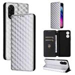 For TCL 505 Cubic Grid Texture Flip Leather Phone Case(Silver)