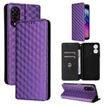 For TCL 505 Cubic Grid Texture Flip Leather Phone Case(Purple)