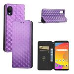For TCL Ion Z Cubic Grid Texture Flip Leather Phone Case(Purple)