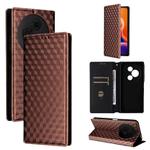 For TCL 605 / 60 SE Cubic Grid Texture Flip Leather Phone Case(Brown)