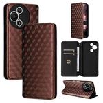 For TCL 60 SE NxtPaper 5G Cubic Grid Texture Flip Leather Phone Case(Brown)