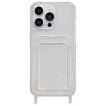 For iPhone 13 Pro Max Transparent Card Slot TPU Phone Case with Lanyard Hole