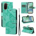For Redmi A5 4G 173.3mm 3D Butterfly Embossed Pattern Flip Leather Phone Case(Green)